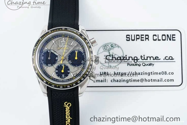 0304 ZipUp Speedmaster Racing Master SS HKF Best Edition Gray Black Dial on Black Rubber Strap A 7811